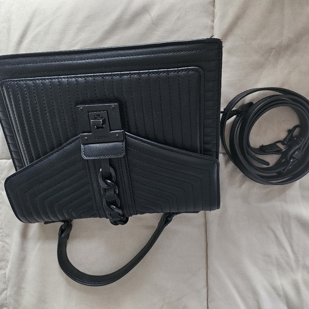 Aldo Black hand bag with crossbody strap